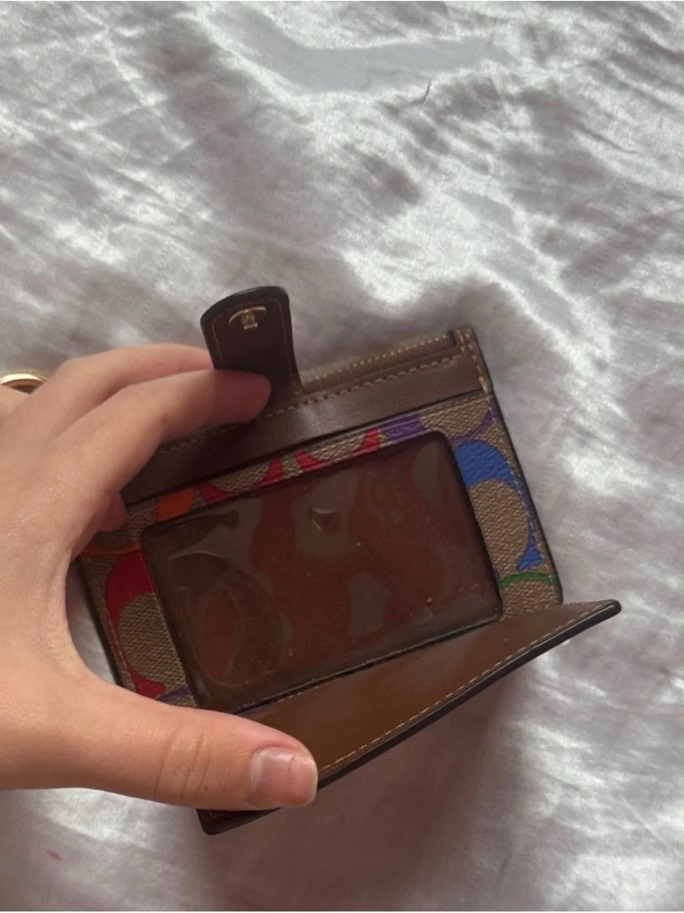 Coach Brown Rainbow Accent Card Case